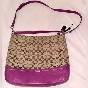 Coach Park Signature - Large Hobo Bag with Purple Accents